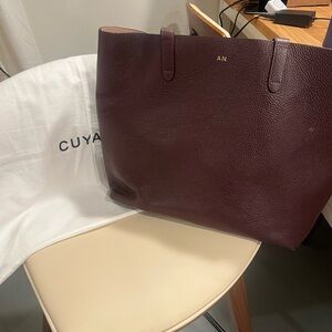 Cuyana Burgundy Leather Tote Bag